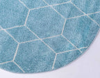 Unique Loom Trellis Frieze Collection Area Rug - Geometric (5' 1" Round Light Blue/Ivory)