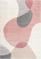 Abani Rugs Cream and Pink 4 ft. X 6 ft. Contemporary mid-Century Rug with Beige and Pink Geometric Circle. Minimalistic Design Rectangular Area Rug. Turkish Stain Resistant Area Rug.