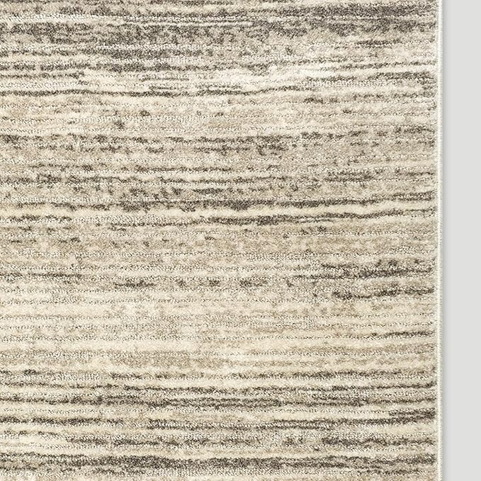 Well Woven Custom Size Hallway & Stair Runner- Harlow Delphi Cream Beige 31 Inches Wide x 95 Feet Long Runner (31" x 95') Runner Rug - Modern Stripes Pattern, Ultra-Soft, Easy-Clean
