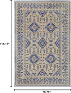 Alfa Rich 7x10 Gold Navy Blue Washable Area Rugs for Living Room Bedroom Kitchen Dining Cotton Rug
