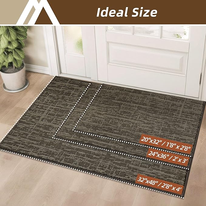 COSY HOMEER-Door-Mat,Dirt Trapper Entryway Rugs 24"x36" Non Slip Washable Entrance Mats,Absorbent Welcome Mat,Low Profile Dog Door Mats for Front Back Doomats and Wet Shoes,Light Brown