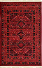 Unique Loom Tekke Collection Area Rug - Sheibani (6' 1" x 9' Rectangle, Red/ Black)