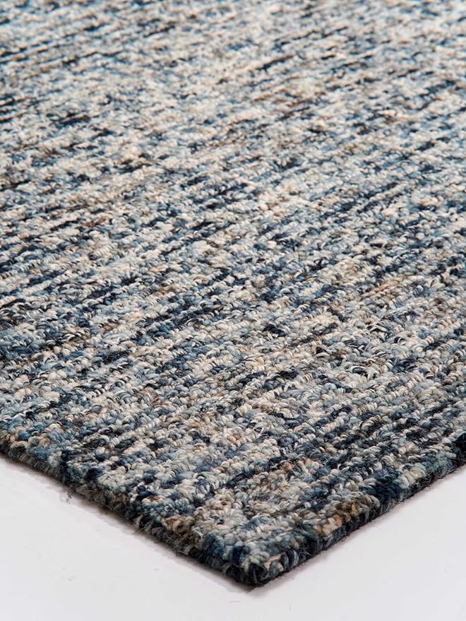 Rugsotic Carpets Hand Tufted Wool ECO-Friendly Area Rugs - 5'x8', Rectangle Shape, Dark & Blue, Solid Plain Design, High Pile Handmade Anti Skid Area Rugs for Living Room, Bed Room (KWC111)