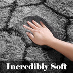 ONASAR Area Rugs for Bedroom Living Room, Washable 4x6 Fluffy Grey and Black Rug, Shaggy Geometric Floor Mat for Home Decor Aesthetic, Soft Plush Fuzzy Carpet for Nursery Kids Teen Dorm