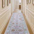 Fame Living Pink Oushak Runner Rug, Modern Runners, Turkish, Eclectic, Floral, Pastel, Washable, Small Throw Rugs, Short Runner for Hallway, Entryway, Laundry, Bedroom, Kitchen, Bathroom, 2'5"x6'5"