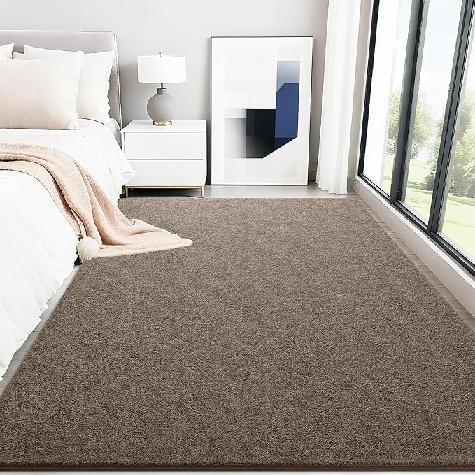 HQAYW 7x10 Large Area Rugs for Living Room Bedroom, Modern Thickened Memory Foam Soft Rug, Low Pile Minimalist Washable Non Slip Carpets for Kids Girls Boys Nursery Dorm Home Decor, Brown