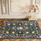 Black Rug Bow Floral Rug for Girls, 2x3 Washable Small Area Rug for for Entryway, Kitchen, Front Door Indoor Entrance, Non Slip Carpet for Bathroom Bedroom Living Room