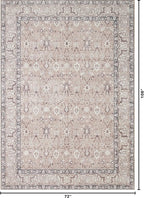Kuden 6x9 Area Rug, Machine Washable Area Rug with Non-Slip Backing, Vintage Style, Soft, Easy Clean, Low Pile Rug for Living Room, Bedroom, Dining Room