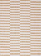 Unique Loom Outdoor Collection Classic Stripes, Transitional Indoor & Outdoor Area Rug 8' 0" x 11' 0", Light Brown/ Ivory