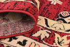 Unique Loom Taftan Collection Border Geometric Tribal Inspired Design Area Rug (8' 0 x 8' 0 Square, Red/ Gold)