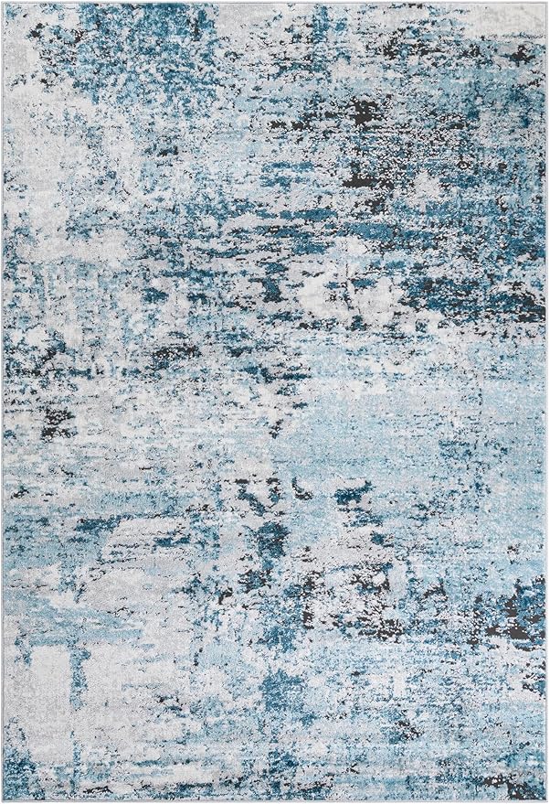 Rugs.com Leipzig Collection Rug – 6x9 Blue Low-Pile Rug Perfect for Bedrooms, Dining Rooms, Living Rooms