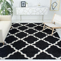 SAFAVIEH Dallas Shag Collection Area Rug - 6' x 9', Black & Ivory, Trellis Design, Non-Shedding & Easy Care, 1.5-inch Thick Ideal for High Traffic Areas in Living Room, Bedroom (SGD257Z)