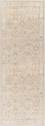 Hauteloom Nakia Bohemian Vintage Medallion Area Rug - Damask Floral Fade Look Carpet for Living Room, Bedroom - Farmhouse - Ivory, Cream, Medium Brown - 9'11" x 14'