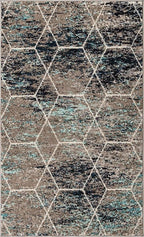 Unique Loom Trellis Frieze Collection Area Rug - Geometric (3' 3" x 5' 3", Blue Multi/ Ivory)