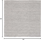 SAFAVIEH Natura Collection Area Rug - 6' Square, Silver, Handmade Wool Blend, Textured Design, Ideal for Living Room, Bedroom, Dining Space (NAT620C)