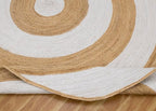 2.6x20 Oval Kilim Jute Runner – Natural Jute Hand Braided Rug, Solid White Beige, 0.27" Thick Handmade Boho Flatweave Carpet for Hallway, Staircase, Entryway, Corridor