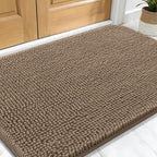 OLANLY Dog Door Mat for Muddy Paws 32x20, Absorbs Moisture and Dirt, Absorbent Non-Slip Washable Doormat, Quick Dry Chenille Mud Mat for Dogs, Entry Indoor Entryway Carpet for Inside Floor, Tan