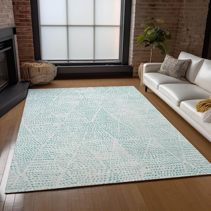 Addison Rugs Chantille ACN591 Aqua 5' x 7'6" Indoor Outdoor Area Rug, Easy Clean, Machine Washable, Non Shedding, Bedroom, Living Room, Dining Room, Kitchen, Patio Rug