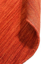 Hand Knotted Loom Wool ECO-Friendly Area Rugs - 8'x8', Round, Light Red Color, Solid Plain Design, High Pile Handmade Anti Skid Area Rugs for Living Room, Bed Room (L00111)