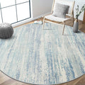 MUJOO Round Rugs 6ft,Circle Area Rug Washable,Circular Rugs for Living Room Dining Room,Large Modern Abstract Non Slip Throw Carpet Accent Neutral Blue