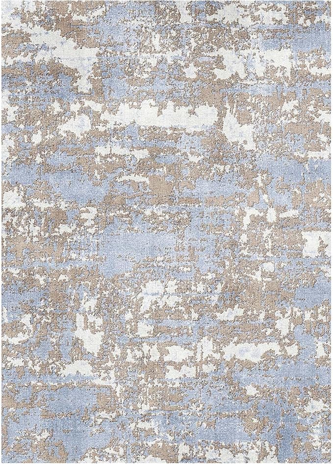 WITSHOCK 5x7 Dining Room Area Rugs: Modern Abstract Tumble Large Rug for Bedroom Living Room, Non-Slip Stain Resistant Indoor Carpet, Nursery Home Office Alfombras para Salas Modernas, Blue Brown