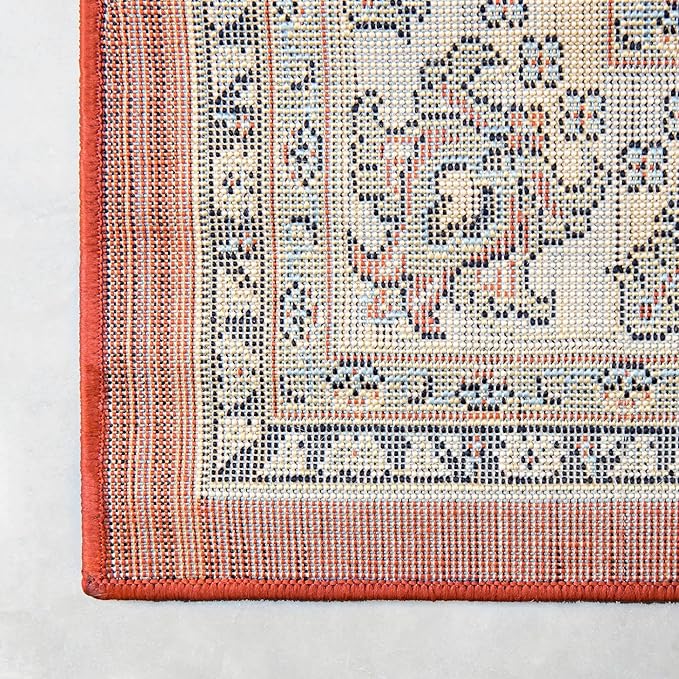 Unique Loom Sialk Hill Collection Area Rug - Washington (7' 10" x 10' Rectangle Terracotta/Cream)