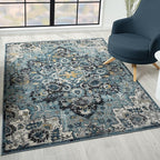 LUXE WEAVERS Moroccan Blue 8x10 Medallion Area Rug for Living Rooms