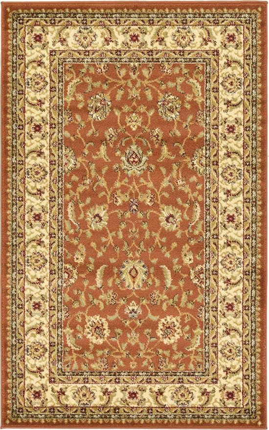 Unique Loom Voyage Collection Traditional Oriental Classic Intricate Design Area Rug (3' 3 x 5' 3 Rectangular, Terracotta/Ivory)