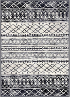 KUTA Morocca Area Rug 5x7 Black Navy Blue, Washable Boho Living Room Rugs Non-Slip, Ultra Soft Geometric Print Traditional Farmhouse Carpet for Dining Room Bedroom Dorm Office Home Decor