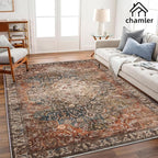 5x7 Washable Area Rug Vintage Traditional Floor Cover Foldable Thin Kitchen Accent Indoor Distressed Non Slip Carpet Rugs for Bedroom Living Room Bathroom