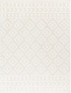 Hauteloom Tilos Moroccan Farmhouse Living Room Bedroom Nursery Shag Area Rug - Shaggy Carpet - Trellis Pattern - High Plush Pile - Cream, Pink, Beige - 7'10" x 10'
