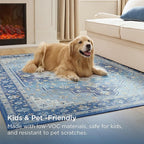 Bedsure 8x10 Area Rugs for Living Room, Machine Washable Rugs, Non-Slip Backing, Non-Shedding, Vintage Low Pile Easy Care Throw Carpet for Bedroom Dining Room, Grey