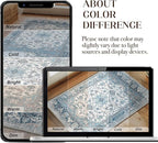 XWZO Entryway Area Rug 2x3ft — Soft Vintage Low Pile Door Floor Mat with Non Slip Backing for Bedroom Bathroom Kitchen Laundry, Spill Resistant Washable Small Indoor Carpet for Doorway Entrance, Blue