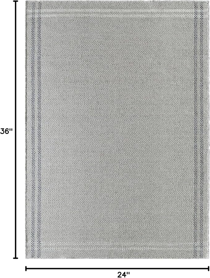 Mark&Day Wool Rugs, 2x3 Janmichael Solid and Border Gray/Black Area Rug, Grey Ivory Black Carpet for Living Room, Bedroom or Kitchen (2' x 3')