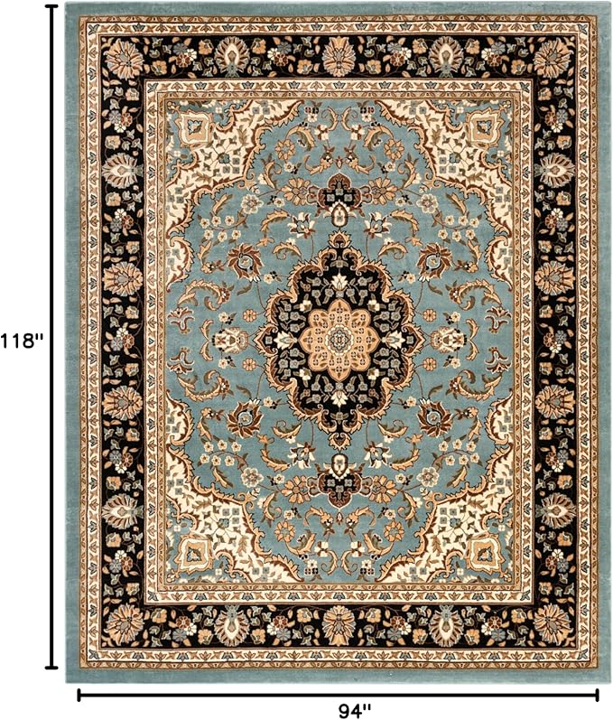 Well Woven Barclay Collection Medallion Kashan Light Blue 8x10 Area Rug - for Living Room, Bedroom, and Dining Room