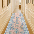 Fame Living Modern Oushak Runner Rug, Vintage, Turkish, Eclectic, Floral, Pastel, Washable, Small Throw Rugs, Short Runner for Hallway, Entryway, Laundry, Foyer, Bedroom, Kitchen, Bathroom, 2'5"x6'5"