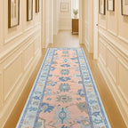 Fame Living Modern Oushak Runner Rug, Vintage, Turkish, Eclectic, Floral, Pastel, Washable, Small Throw Rugs, Short Runner for Hallway, Entryway, Laundry, Foyer, Bedroom, Kitchen, Bathroom, 2'5"x6'5"