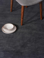 Hand Knotted Loom Wool ECO-Friendly Area Rugs - 8'x8', Square, Charcoal Color, Solid Plain Design, High Pile Handmade Anti Skid Area Rugs for Living Room, Bed Room (L00111)