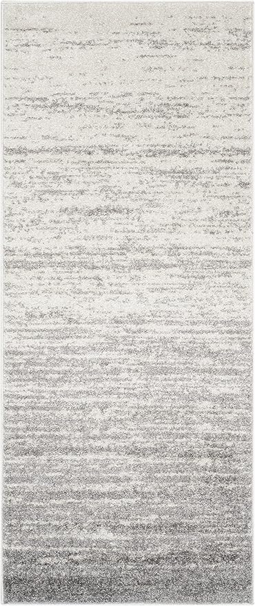 SAFAVIEH Adirondack Collection Runner Rug - 2'1" x 8', Ivory & Silver, Modern Ombre Design, Non Shedding & Easy to Clean, Ideal for Hallway, Foyer, Kitchen, Entryway, Bedroom (ADR113B)