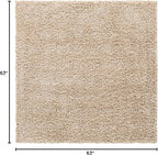 Unique Loom Davos Shag Collection Area Rug - Solid (5' 3" Square, Linen)