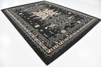 Unique Loom Taftan Collection Border Geometric Tribal Inspired Design Area Rug (9' 0 x 12' 0 Rectangular, Black/ Gray)
