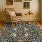 Washable 4x6 Area Rug for Living Room - Moody Accent Rug for Kitchen, Office, Large Entryway, Rustic Botanical Decor, Non-Slip Low Pile Ultra Soft Carpet