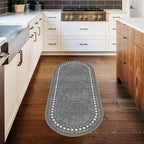 Antep Rugs Alfombras Modern Bordered 2x5 Non-Skid (Non-Slip) Low Profile Pile Rubber Backing Kitchen Area Rugs (Gray, 2' x 5' Oval)