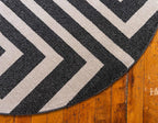Unique Loom Athens Collection Classic Geometric Modern Border Design Area Rug (6' 0 x 6' 0 Round, Black/ Beige)