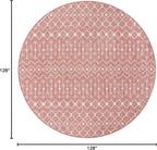 Unique Loom Outdoor Trellis Collection Area Rug - Tribal Trellis (10' 8" Round, Rust Red/ Ivory)