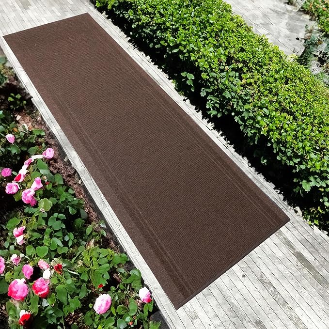 English Home Custom Size Non Slip Striped Design Light Weight Durable PVC Backing Thin Pile Runner Rug (36" x 2')