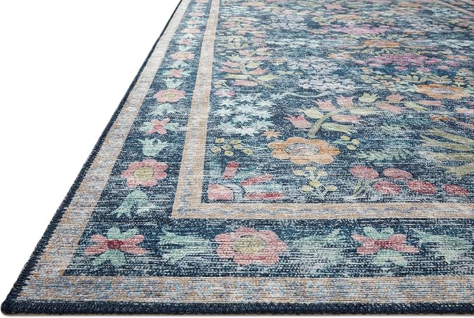Loloi Rifle Paper Co. Maison Collection MAO-06 Blue/Multi 5'-0" x 5'-0" Round, .19" Pile Height, Accent Rug