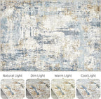 5x8 Area Rug Washable Rugs: Large Abstract Modern Soft Stain Resistant Indoor Floor Non-Slip Accent Carpet for Living Room Bedroom Nursery Playroom Dining Room Office Dorm Home House- Light Blue