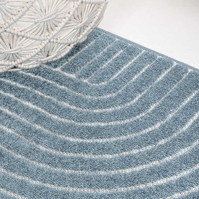 JONATHAN Y Hallie High-Low Curve Dark Blue/Cream 4x6 Indoor/Outdoor Area Rug, Minimalist Geometric, Pet Friendly, for Patio, Backyard, Living Room, Bedroom, Office, Hose-Washable (SCN100C-4)