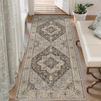 Tangsoo 2x5 Washable Runner Rug for Hallways, Non Slip Vintage, Soft Low Pile Long Runner, Print Distressed Grey Runners for Kitchen Bedroom Entryway Bathroom Living Room